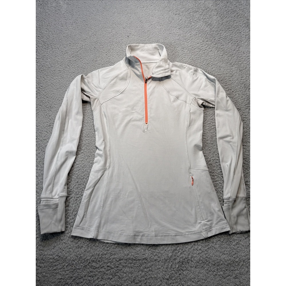 Lululemon 1/4 Zip Pullover Top Jacket Womens 6 Nylon Stretch L/S Grey Orange